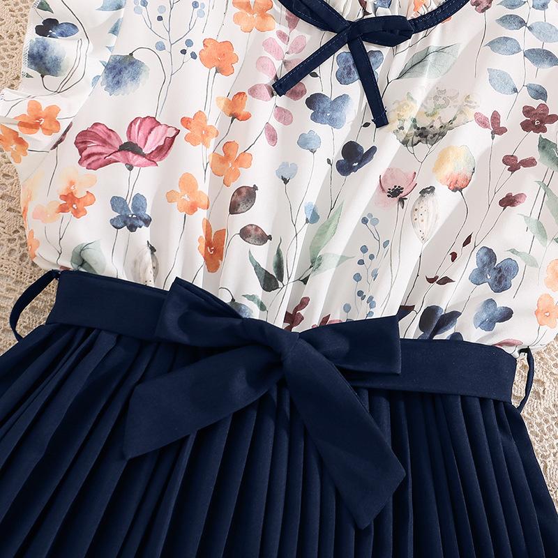 Mädchenkleid Kinderkleidung Frühling und Sommer Neuer Stil Ärmel Mädchen 8-12J Prinzessinnenkleid