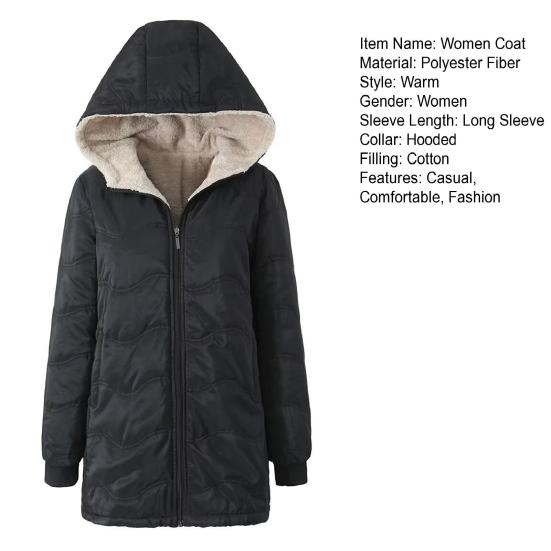 Women'S Long Puffer Coat Winter Fleece Lined Thickened Down Jacket