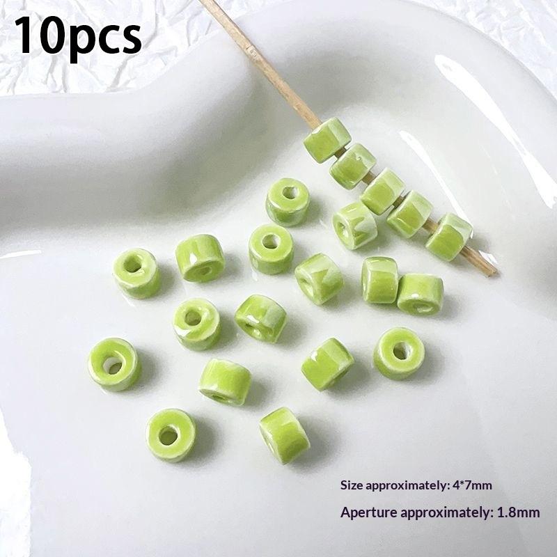 

10Pcs Unique Green Ceramic Beads DIY Necklace Earrings Jewelry Accessories Pendants Loose Beads For Crafting
