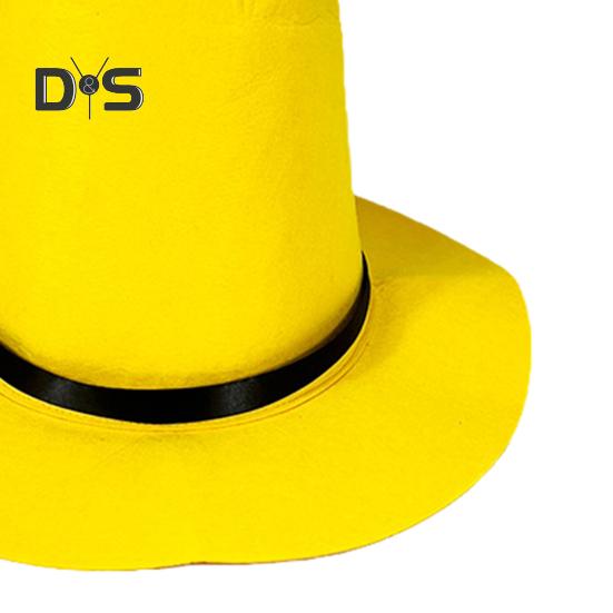 Halloween Hexenhut Spitz zulaufender gelber Filz Zauberer Zylinder Hut große Krempe Anziehhut Cosplay Accessoire Süßes oder Saures Party Kostüm