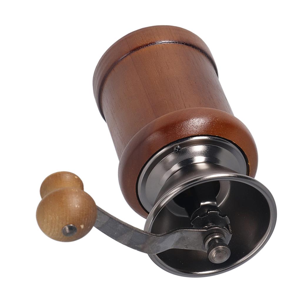 Coffee Grinder Manual Oak Stainless Steel Retro Ergonomic Crank Handle Conical Grinding   Portable Coffee Bean Grinder