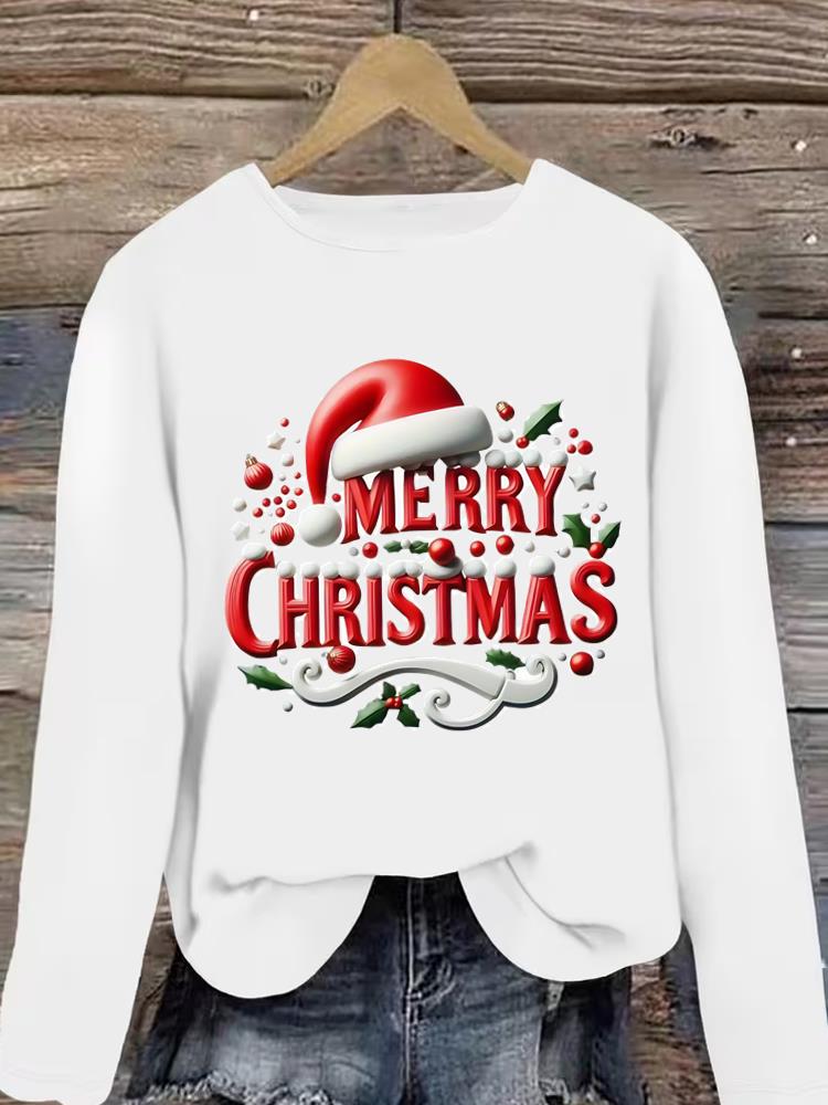 (Asian Size) style tree 90s Christmas new year Graphic Tee Women autumn winter Casual Fashion Top Clothing Print T Shirt Long Sleeve T-shirts