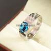 London Blue Topaz Oval Gemstone With 925 Sterling Silver Ring For Men's #B221 JL375675959026