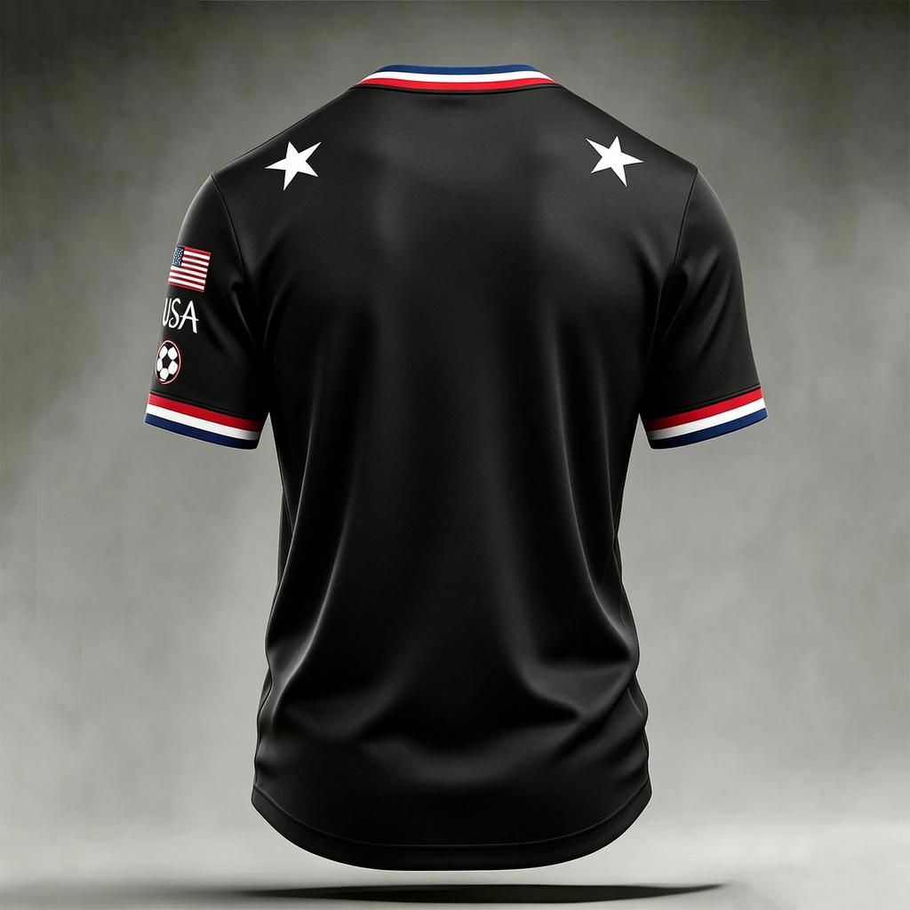 Men's Casual Printed Crew Neck Lightweight Breathable Short Sleeve Shirt Soccer Themed Graphic Design USA Map and Flag Pattern