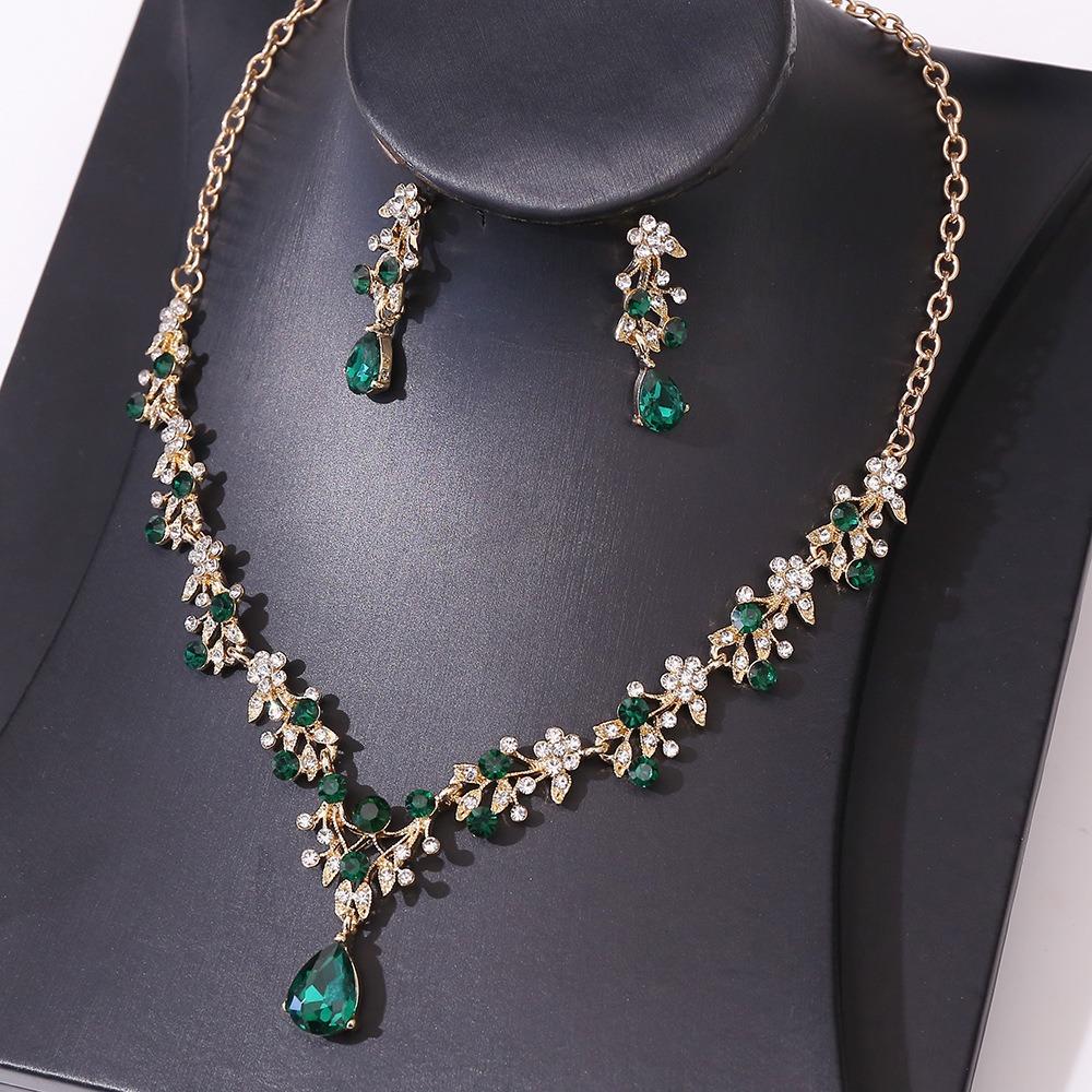 Flower Flower Choker Necklace Set Vintage Necklace Set Exquisite Necklace Earrings Set  Women