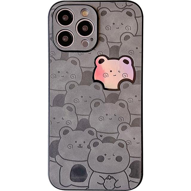

Чехол для телефона с милым лазерным медведем и мультяшным рисунком для Iphone 13 14 12 11 Pro Max Xs Xr X противоударный защитный чехол из искусственной кожи for iphone13ProMax(6.7 )