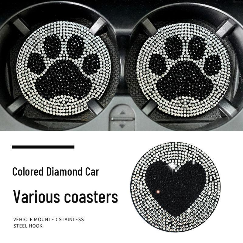 Diamond-Inlaid Anti-Slip Car Cup Holder Mat - Universal Fit, Interior Decoration