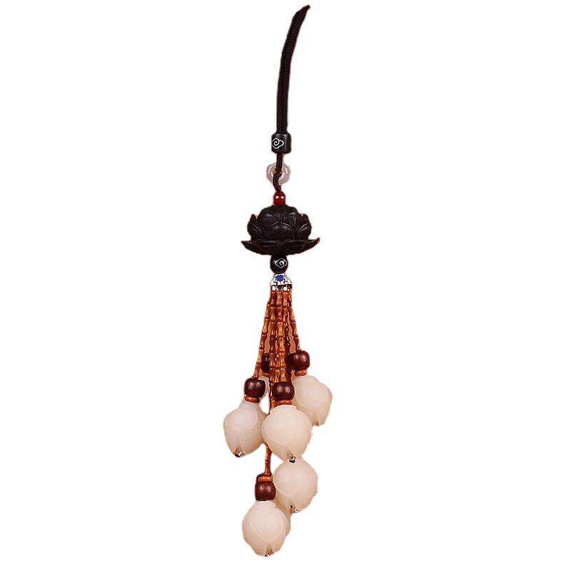 Bodhi Magnolia Lotus Ebony Car Rearview Mirror Pendant Ornament