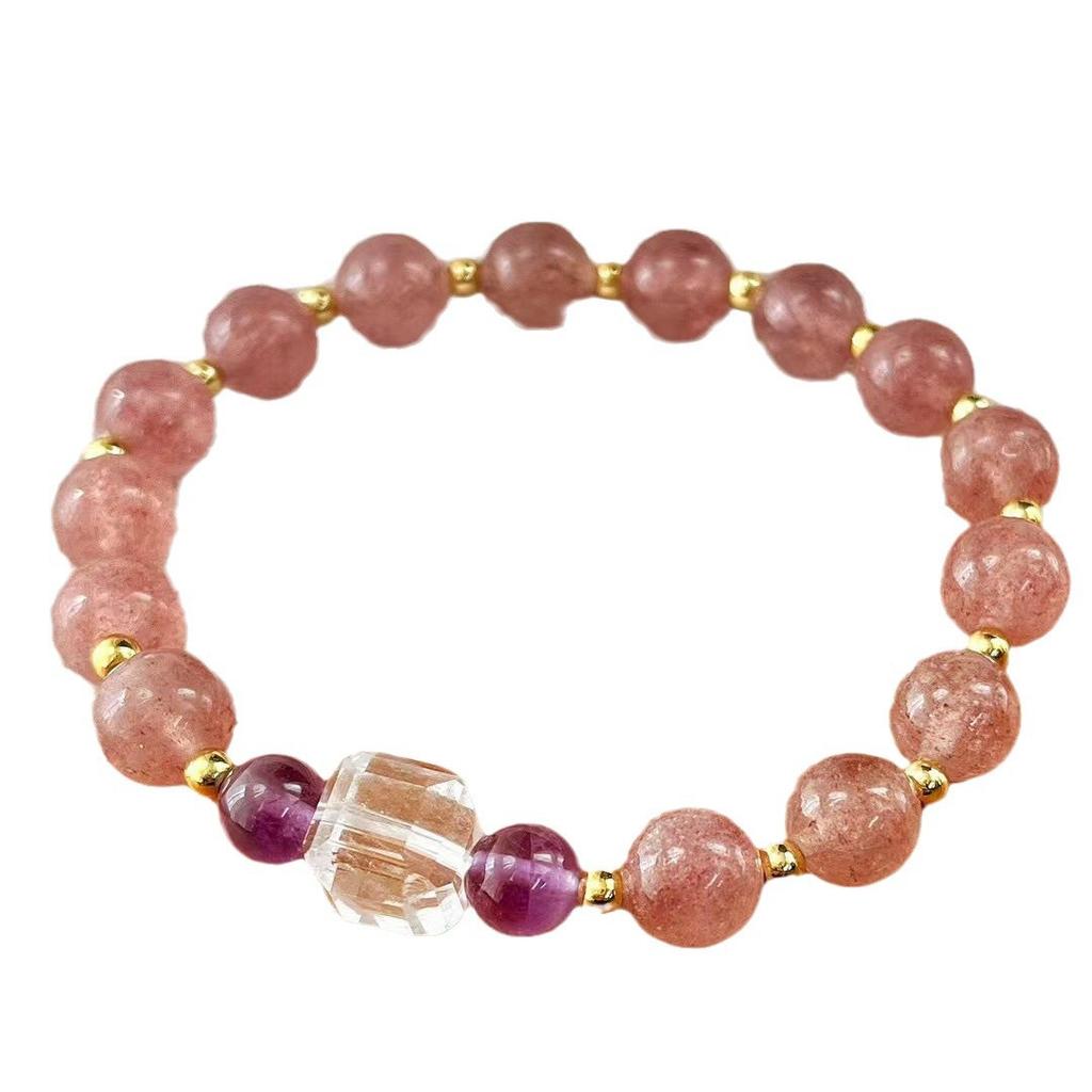 Vintage Natural Strawberry Crystal White Crystal Amethyst Bracelet Bracelet