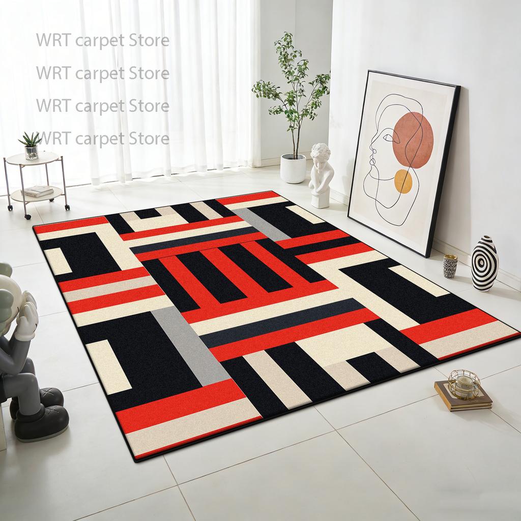 Ins Simple Style Geometric Living Room Carpet Cloakroom Bedroom Washable Non-slip Rug Dining Room Art Decoration Soft Floor Mat