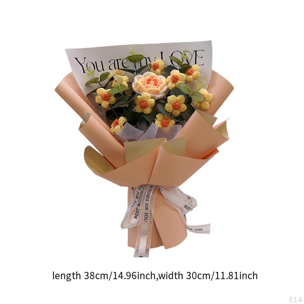 Artificial Flower Bouquet Crochet Design for Holiday Table Centerpiece Gift From Kids