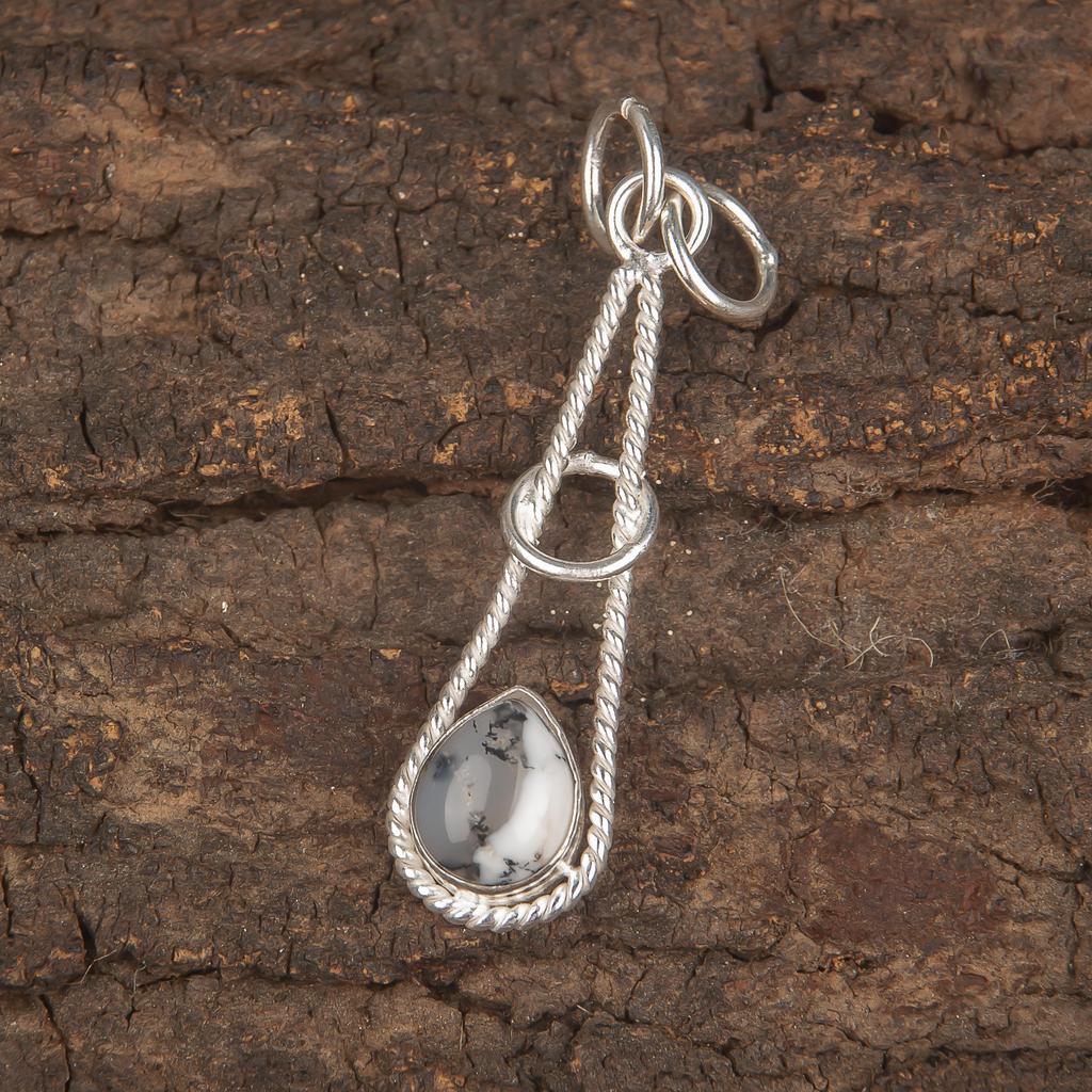 Украшения из драгоценного камня Дендритового Опала, Серебряный Кулон Ручной Работы, Ювелирные Изделия для Медитации из Стерлингового Серебра 925 пробы, Подарок для Бабушки