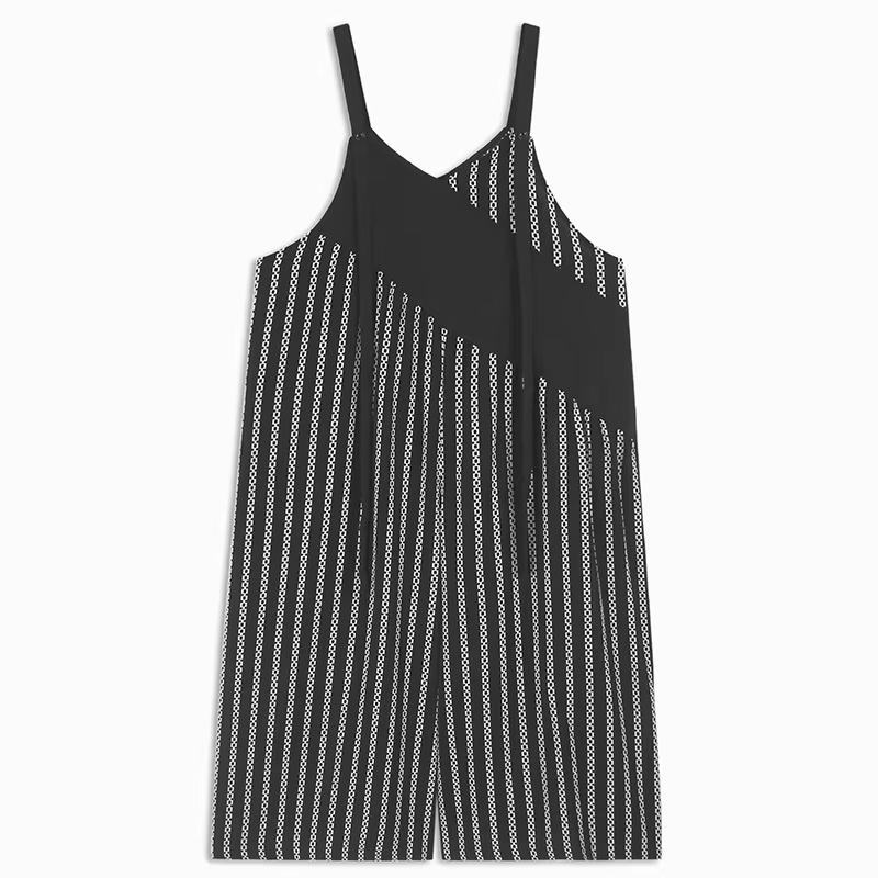 

Xitao Комбинезон с широкими штанинами в полоску в стиле пэчворк GYX1555 One Size чёрный