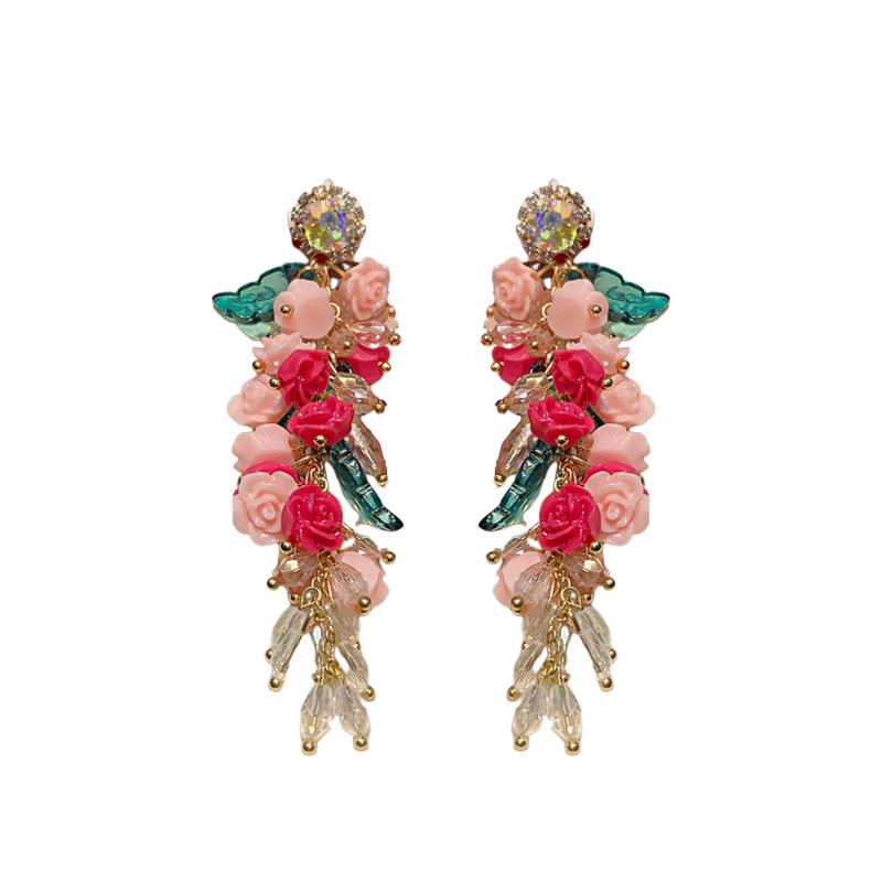 Silver Needle Diamond Inlaid Tassel Crystal Earrings – European & American Luxury Design with High-End Style & Elegant Temperament