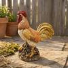 Resin Cockerel Figurine Weathered Figure Countryside Chicken Yard Decor for Garden,