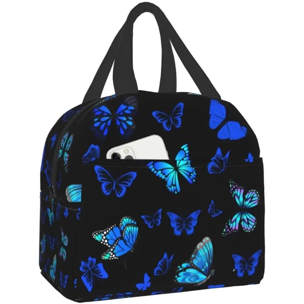 Pink Colorful Butterfly Insulated Lunch Bag Portable Lunch Bags for Girls Women Reusable Leakproof Lunch Box Picnic Travel Work