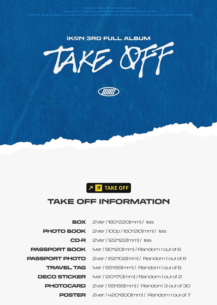 iKON 3rd FULL ALBUM 'TAKE OFF' (Korean Edition)