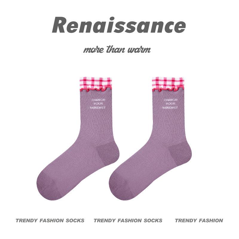 

Женские носки Renaissance с вертикальными полосками и кружевом — тренд лета/осени One Size