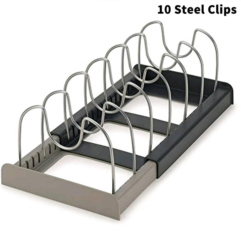 1Pcs Expandable Stainless Steel Pot Lid Organizer Rack Pan Lid Holder Kitchen Cookware Organizer For Lids Plates Cutting Board