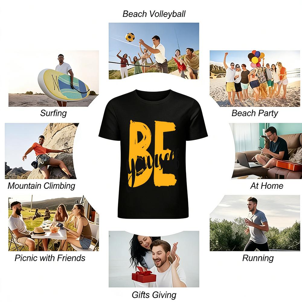 Be Yourself Slogan Print Casual Tee Trendy Inspirational Graphic T-Shirt Pure cotton T-shirt