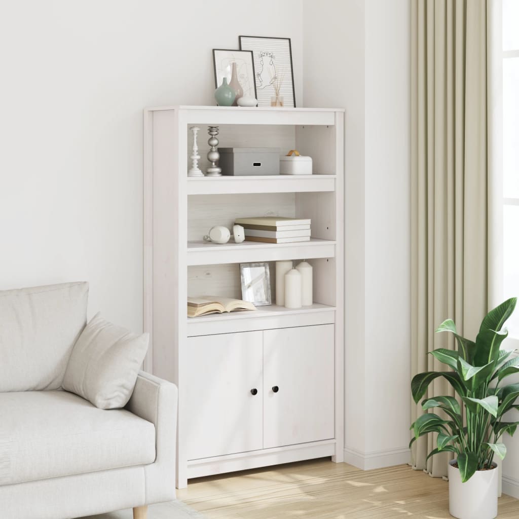Vidaxl Cabinet, White, 80X35X154 Cm, Solid Pine Wood