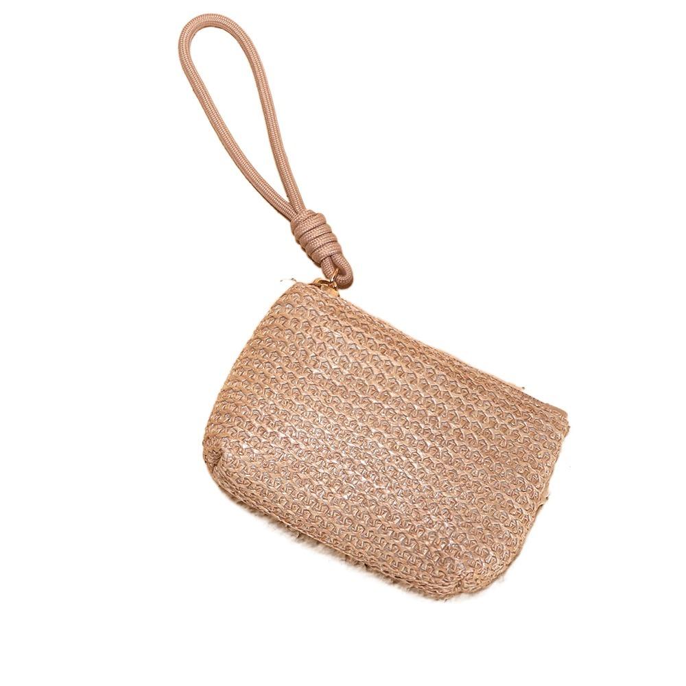 

Чехол для наушников, держатель для карт, ручная мини-сумка для хранения, плетеный кошелек для монет из сладкой соломы, для студентов хаки