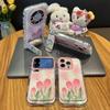 Oil Painting Tulip Suitable for Apple 17 Feather Cream Mobile Phone Case iPhone16promax Cartoon 15/14 Pcs