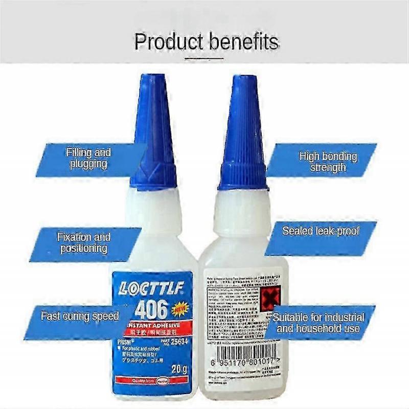 3x20ML LOCTTLF 406 Sekundenkleber Superkleber für Kunststoff & Gummi Henkel