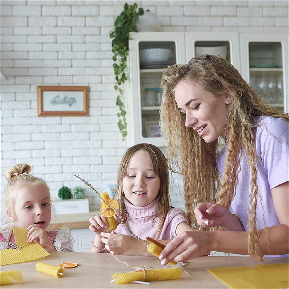 Kit de 12 Láminas Finas de Cera de Abeja Set para Velas Hechas a Mano con Panal de Abeja DIY Actividades Manuales Familiares Decoración para Cena a la Luz de Velas