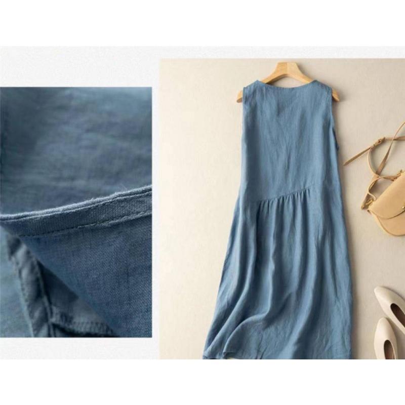 Tank Dress Women Loose Mid-length Tank Dress Day Summer Literary Retro