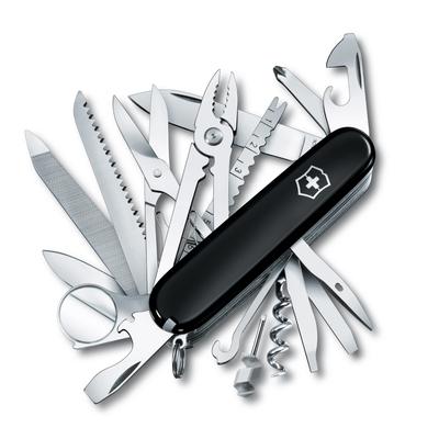 VICTORINOX Swiss Champ Μαύρο Ελβετικό Σουγιάς Πολυλειτουργικός Σουγιάς Είδη Πρόληψης Καταστροφών Υπαίθριο Κάμπινγκ Πένσες Ψαλίδι με Μεγεθυντικό Φακό Ελβετικής Κατασκευής