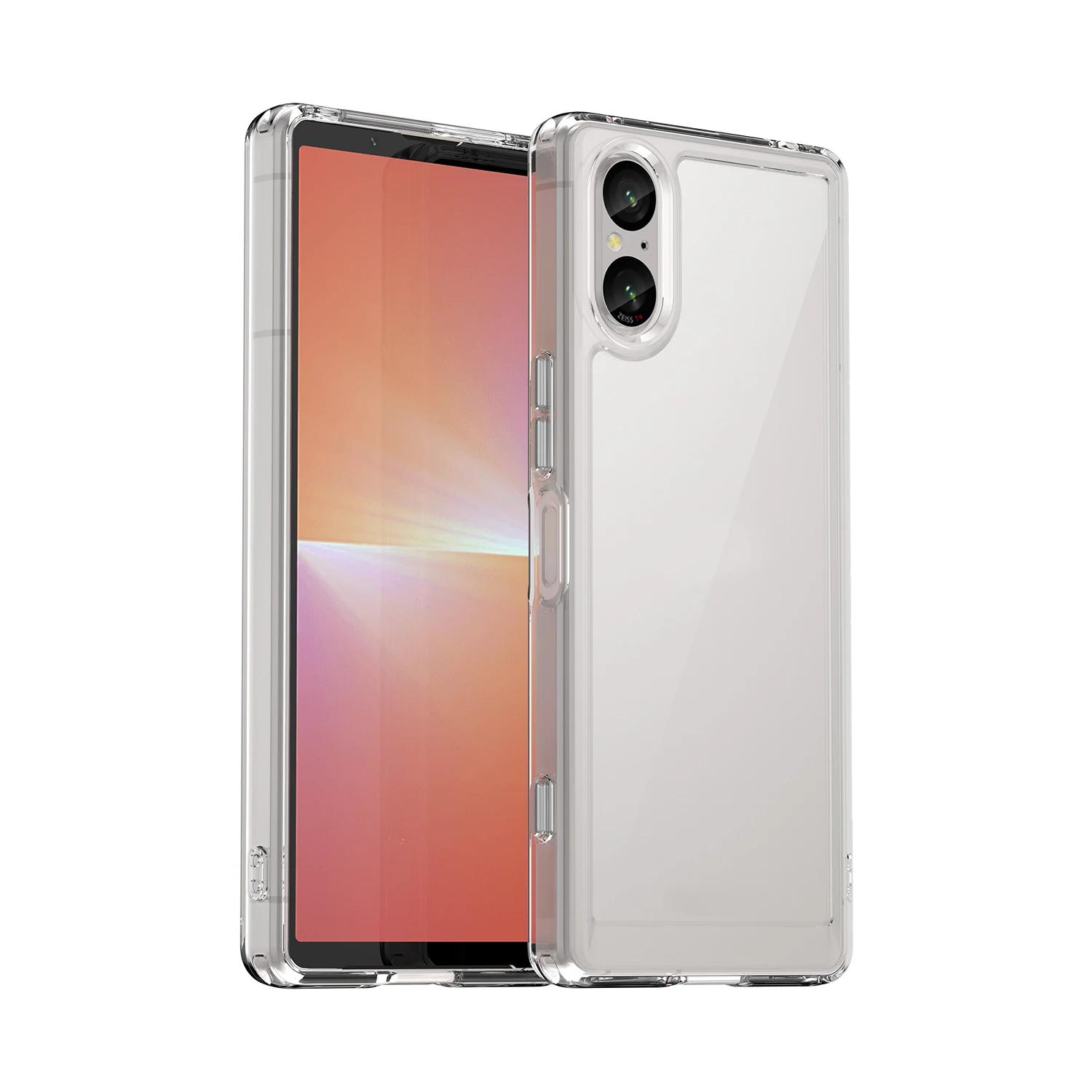 Цветной прозрачный чехол TPU для Sony Xperia 5 В 1 10 В защитный чехол ударопрочный прозрачный каркас полная защита цветной прозрачный чехол For Sony Xperia 10 V прозрачный