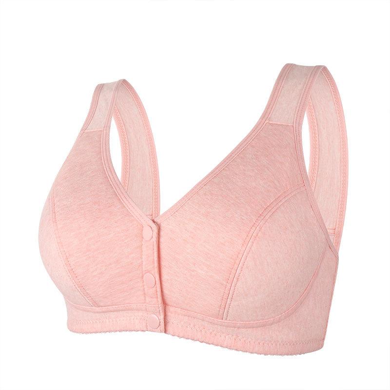 New smooth front buckle women's underwear thin mother soft cotton women's vest type steel rimless large size bra