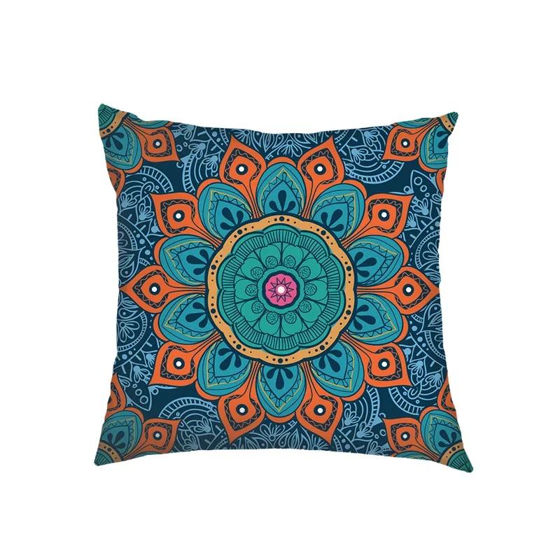 Mandala Floral Print Pillow Case Turkish Blue Evil Eye Cushion Sofa Cases Home Square Throw Pillow Cover Living Room Decoration