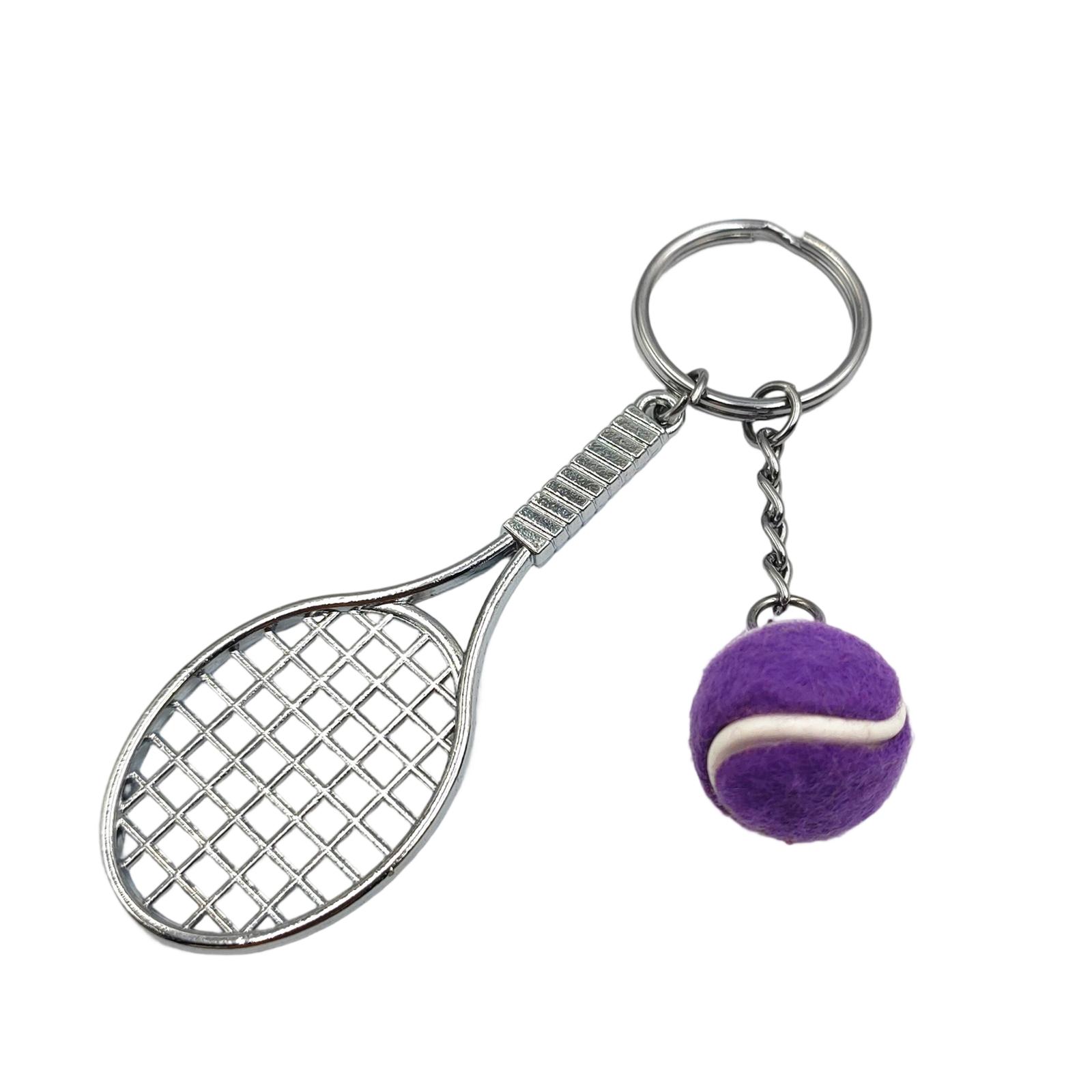 

Realistic Metal Tennis Bag Charm Keychain Lightweight Compact Design For Handbags Backpacks Friendly Practical Accessory фиолетовый