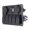 5 Gang Rocker Switch Aluminum Panel with Blue Backlight Dual USB Ports Volt Meter Waterproofing On Off Toggle Switch