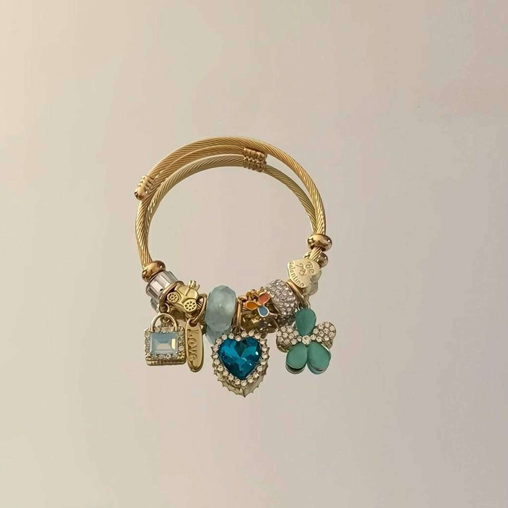 Heartshaped Stainless Steel Jewelry Bracelet With Sparkling Accents For Female Fashion