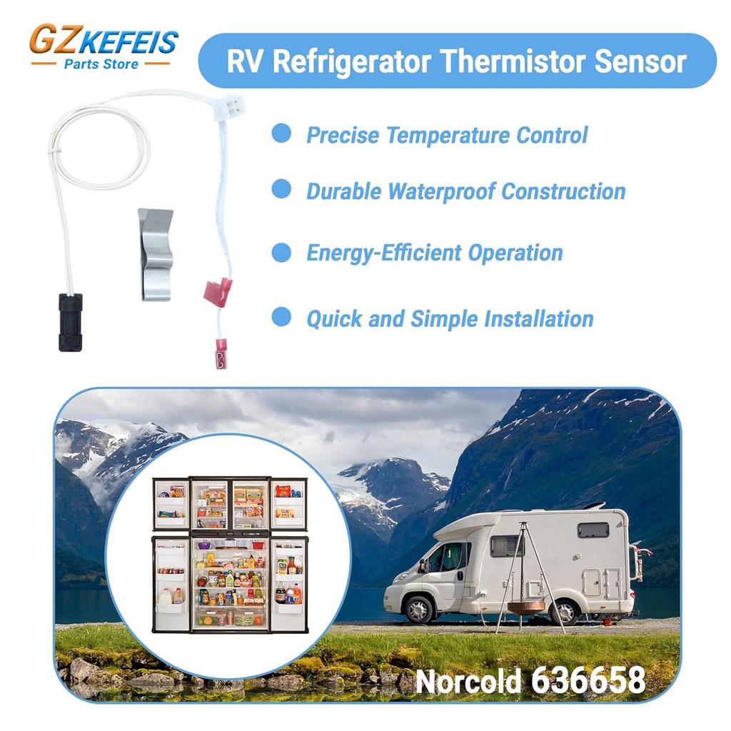636658 Thermistor Assembly for Norcold, Compatible with Models 1200/1210/N1095, Replacement RV Refrigerator Accessory for Enhanced Cooling