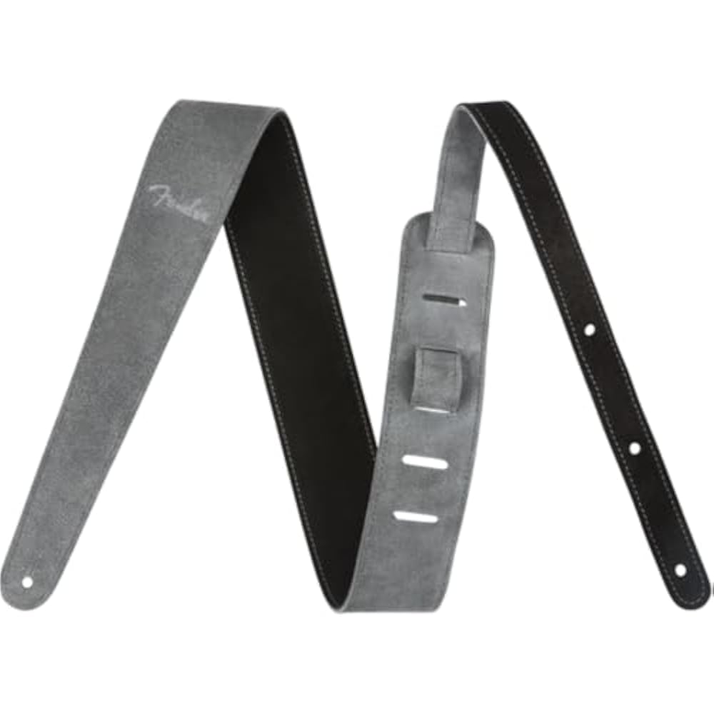 Fender Strap 2” Suede Strap, Black/Gray, Reversible