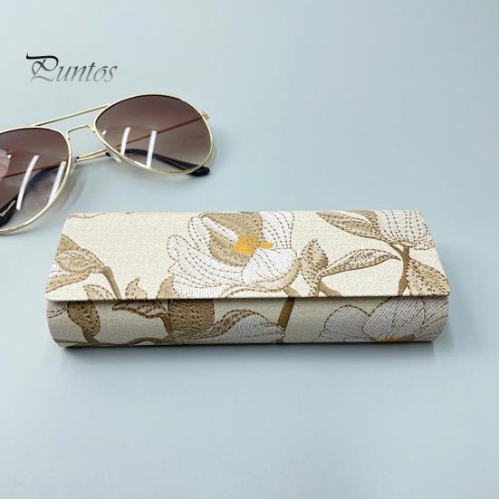 Daily Eyeglass Storage Organizer Magnetic Glasses Case, with Closure, Embroidered Hard Shell Portable Reading Box for Sunglasses And Myopia Spectacle