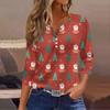 Women's Casual Fashion V-neck Loose Versatile Christmas Print Three-quarter Sleeve Top