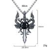 Titanium Steel Dragon Necklace, Double Dragon Retro Men's Domineering and Trendy Men's Inlaid Red and White Zircon Pendant