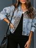 Women's 2026 Leopard Patchwork Denim Jacket