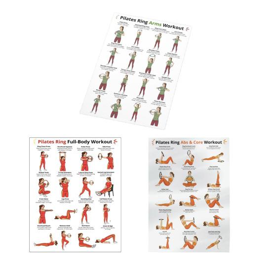 

3Pcs Pilates Circle Exercise Chart 10x8 Inch Frameless Poster Circulation Improvement Pilates Workout Schedule for Beginners Elderly Flexibility Sets