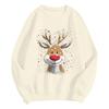 Women's Fashionable Casual Long-Sleeved Loose-Fit Christmas Print Round-Neck Pullover Sweatshirt