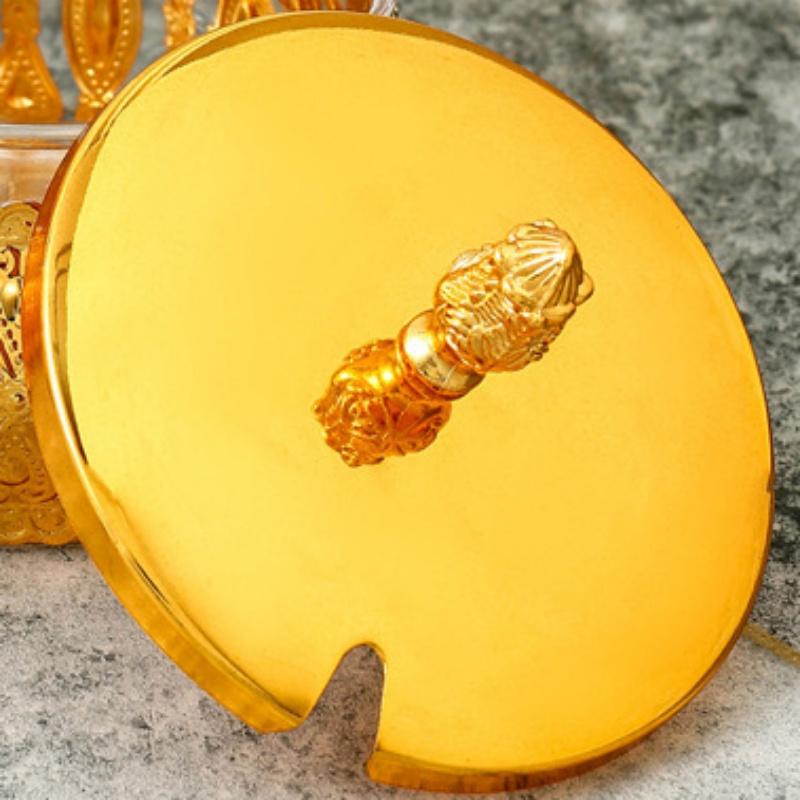 Nordic Gold Metal Seasoning Jar Hollowed-Out Alloy With lid Crafts Storage Jar Spice Pepper Box Food Grain Bowl Kitchen Utensils