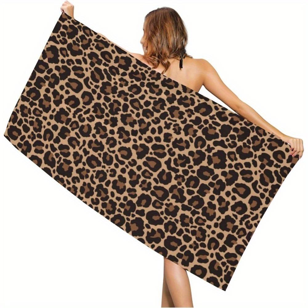 

Leopard Print Beach Towel, Quick-Drying Absorbent Modern Design for Swimming Camping Bathing Travel Summer W30*H60(CM)
