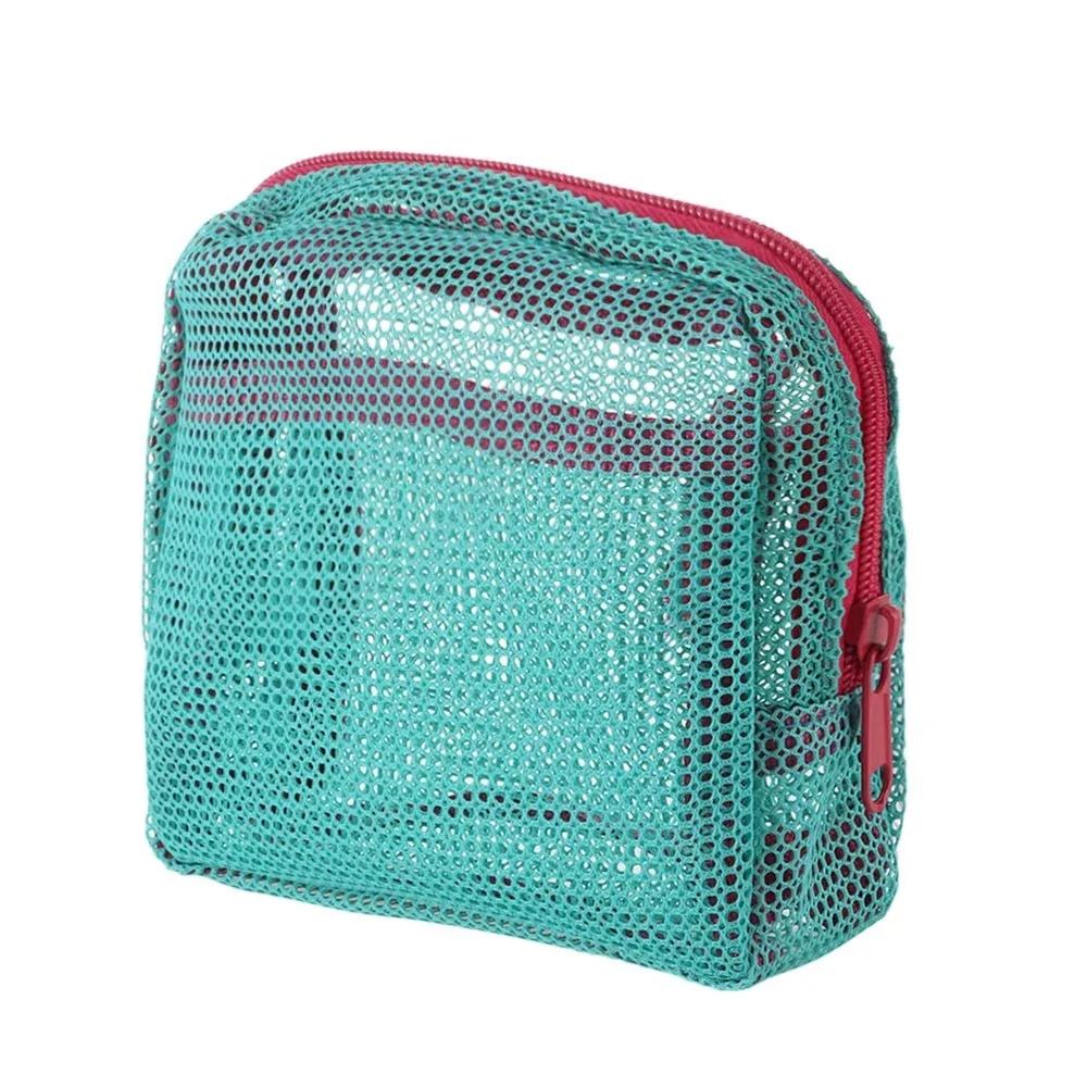 Portable Mesh Cosmetic Bag Dopamine Color Storage Makeup Case Women Mesh Toiletry Storage Pouch Organizer