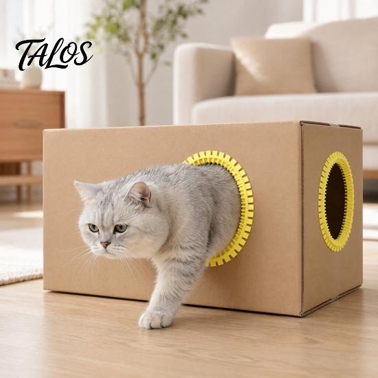 Self Groomer Cat for Cardboard Boxes, DIY Grooming Brush Tunnel Ring, Hands-Free Massage Comb House Door Hole Shedding Solution