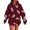 Ladies' Loose Comfortable Casual Fashionable Rugby Print Hooded Sweatshirt